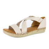 Ganandela : Ladies Leather Espadrille Sandal in Cream Cayak