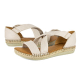 Ganandela : Ladies Leather Espadrille Sandal in Cream Cayak