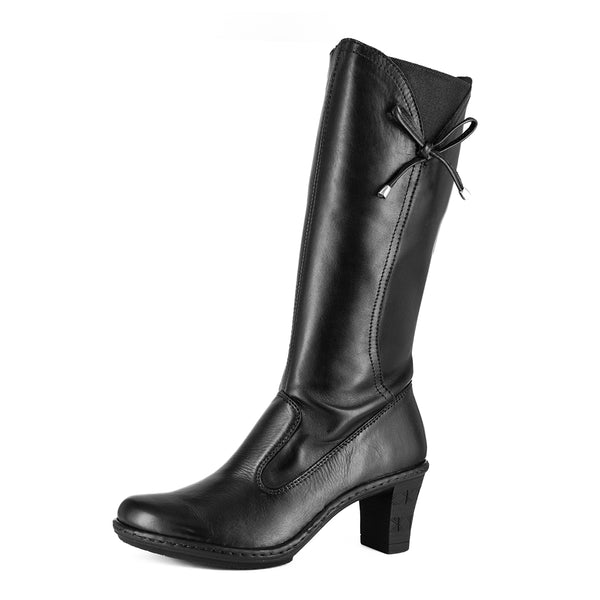 Vusi : Ladies Leather High-Heel Boot in Black Relaxa