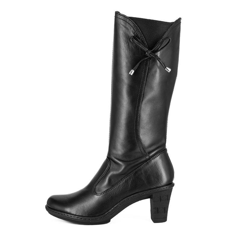 Vusi : Ladies Leather High-Heel Boot in Black Relaxa