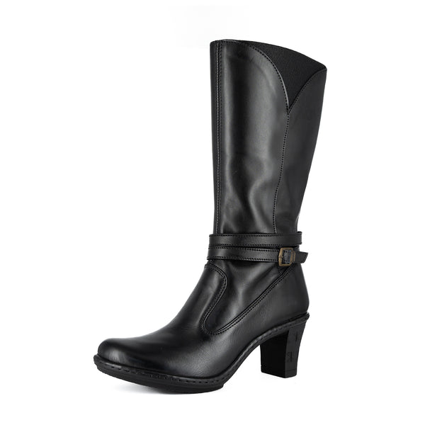 Inkumbula : Ladies Leather High-Heel Boot in Black Relaxa