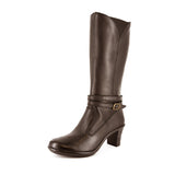 Inkumbula : Ladies Leather High-Heel Boot in Choc Relaxa