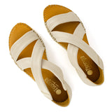 Ganandela : Ladies Leather Espadrille Sandal in Cream Cayak