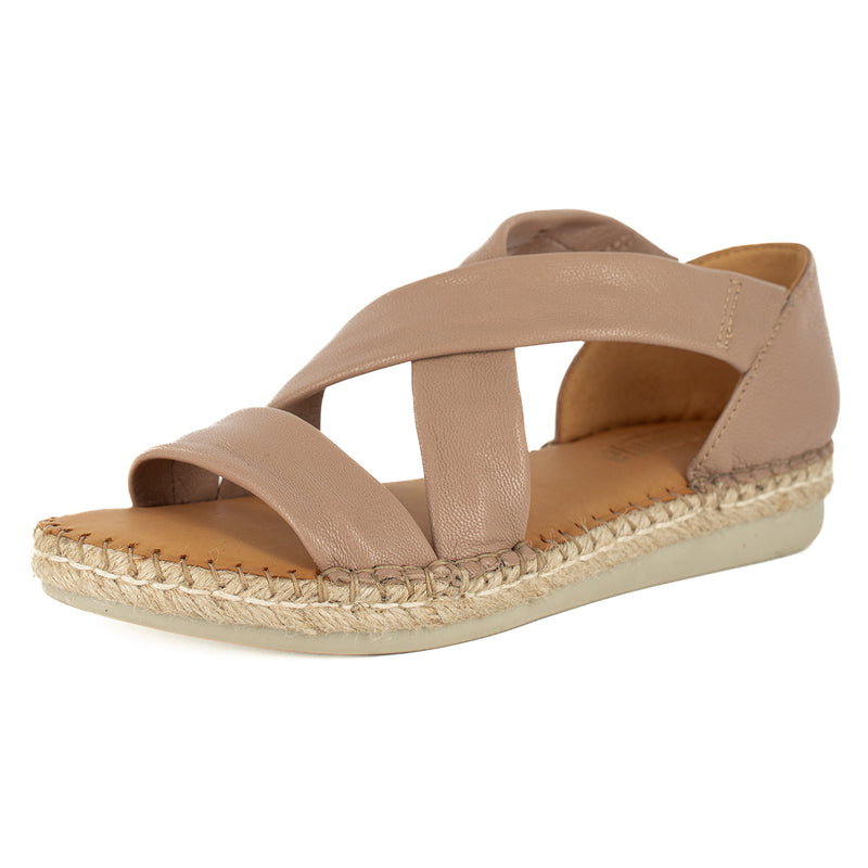 Ganandela : Ladies Leather Espadrille Sandal in Timber Cayak