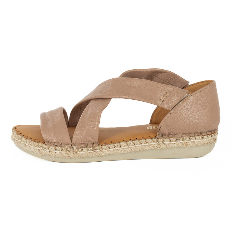 Ganandela : Ladies Leather Espadrille Sandal in Timber Cayak