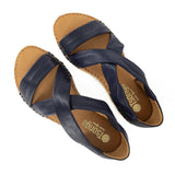 Ganandela : Ladies Leather Espadrille Sandal in Marine Cayak