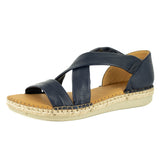 Ganandela : Ladies Leather Espadrille Sandal in Marine Cayak