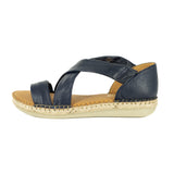 Ganandela : Ladies Leather Espadrille Sandal in Marine Cayak