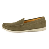 Kinshasa : Mens Leather Moccasin in Olive Bilbao Velutto