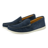 Kinshasa : Mens Leather Moccasin in Navy Bristol Velutto
