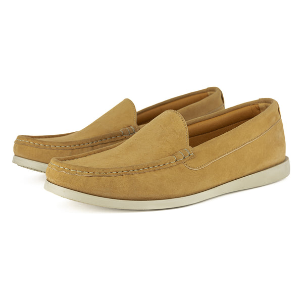 Kinshasa : Mens Leather Moccasin in Beige Madrid Velutto