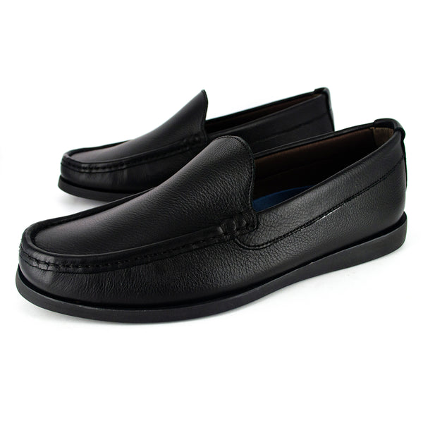 Kinshasa : Mens Leather Moccasin in Black Natan