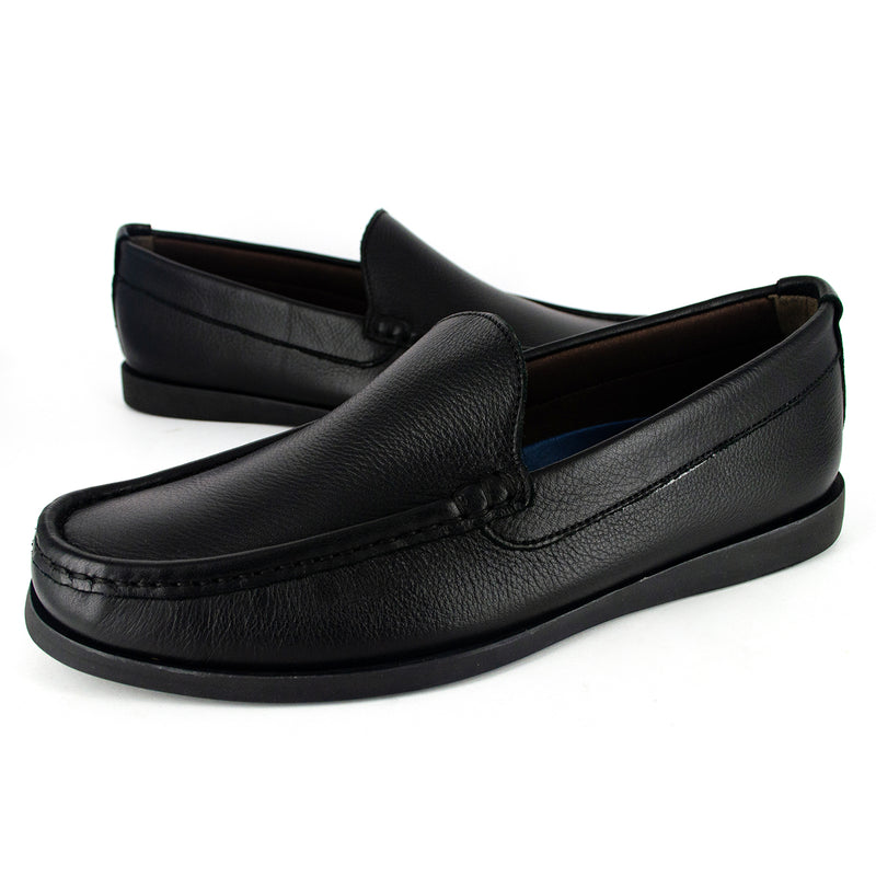 Kinshasa : Mens Leather Moccasin in Black Natan