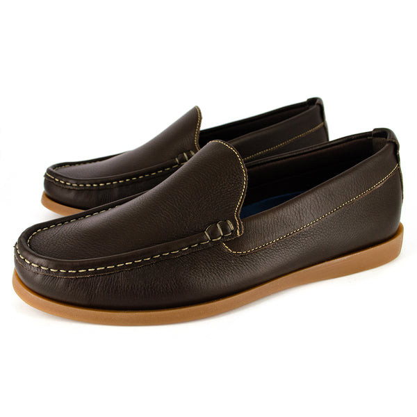 Kinshasa : Mens Leather Moccasin in Choc Natan