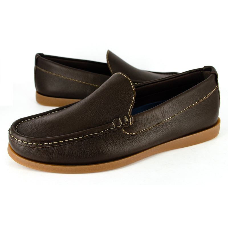 Kinshasa : Mens Leather Moccasin in Choc Natan