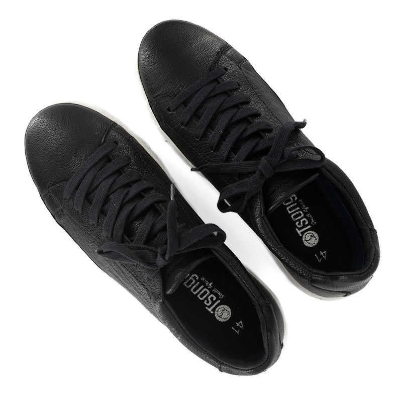 Tugela : Mens Leather Sneaker in Black Cayak