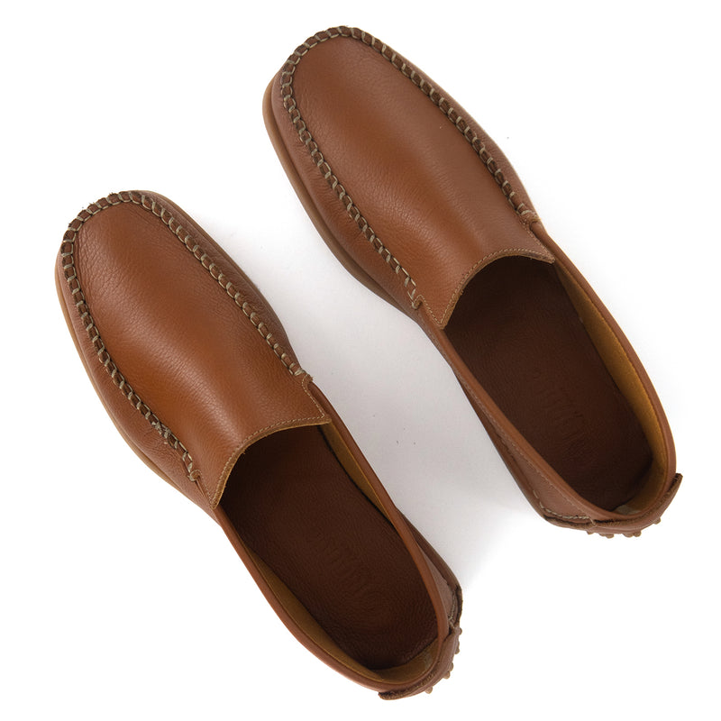 Banakho : Mens Leather Moccasin in Oak Natan