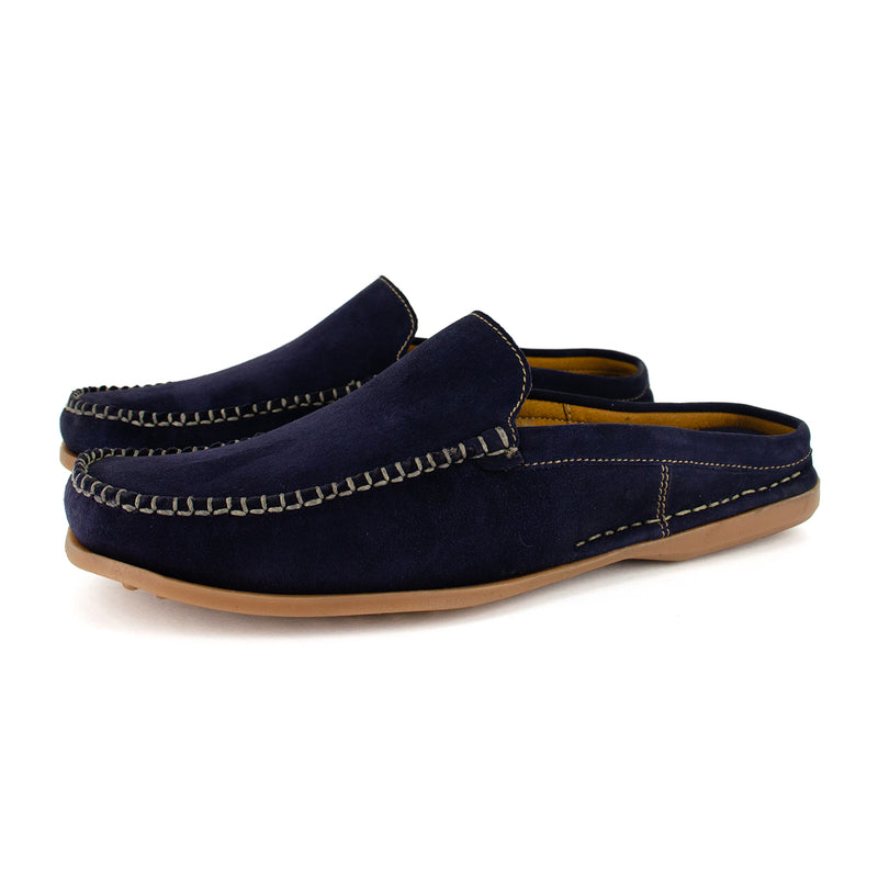 Bakgatla : Mens Leather Mule in Navy Velutto