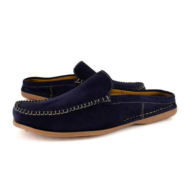 Bakgatla : Mens Leather Mule in Navy Velutto