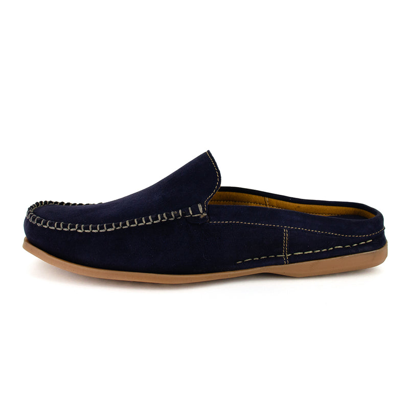 Bakgatla : Mens Leather Mule in Navy Velutto