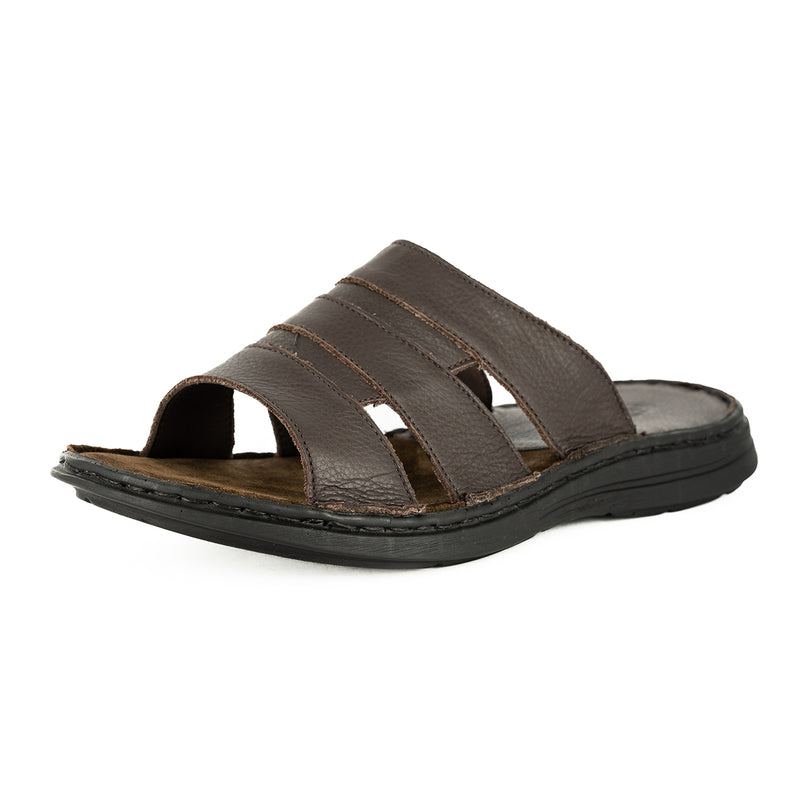 Dukuza : Men's Leather Sandal in Choc Natan