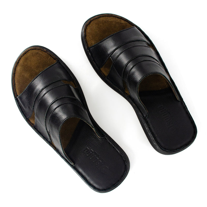 Dukuza : Men's Leather Sandal in Black Natan