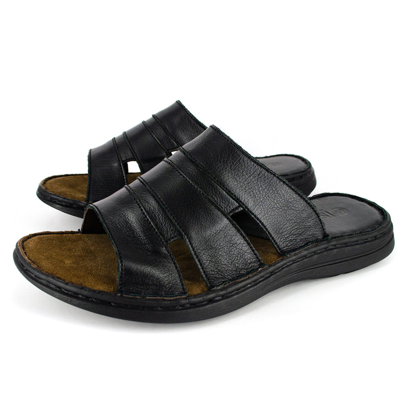 Dukuza : Men's Leather Sandal in Black Natan