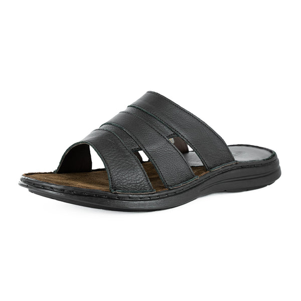 Dukuza : Men's Leather Sandal in Black Natan