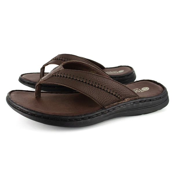 Kwaduma : Men's Leather Sandal in Choc Natan