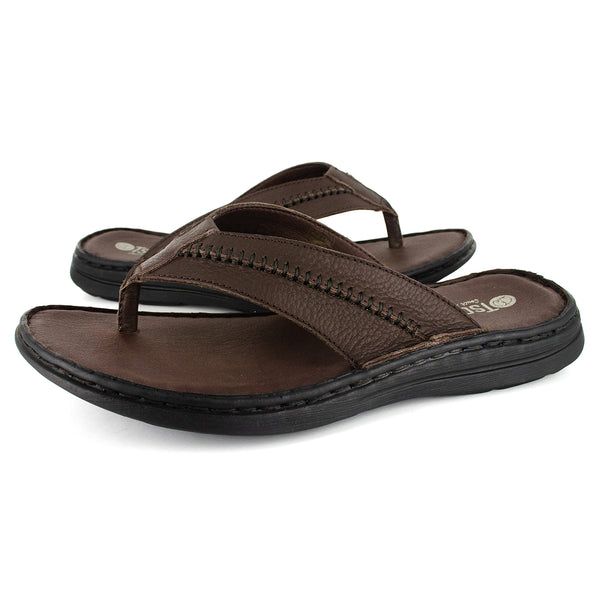 Kwaduma : Men's Leather Sandal in Choc Natan