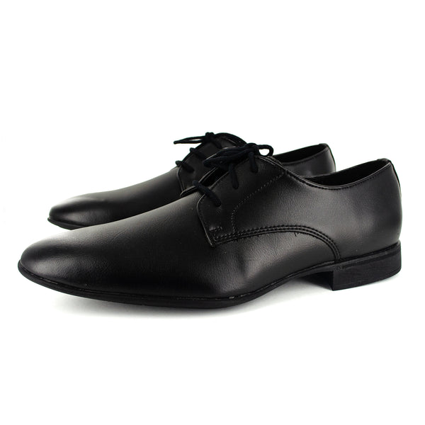 WYSO Costa Rica : Youth/Mens Leather Formal/School Shoe in Black Ranger (PETA-approved Vegan Bioveg Leather)