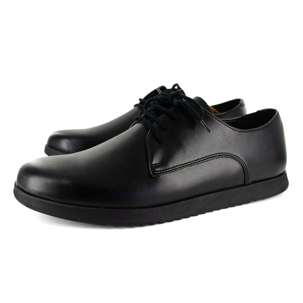 WYSO Oregon : Youth/Mens Leather Formal/School Shoe in Black Ranger (PETA-approved Vegan Bioveg Leather)