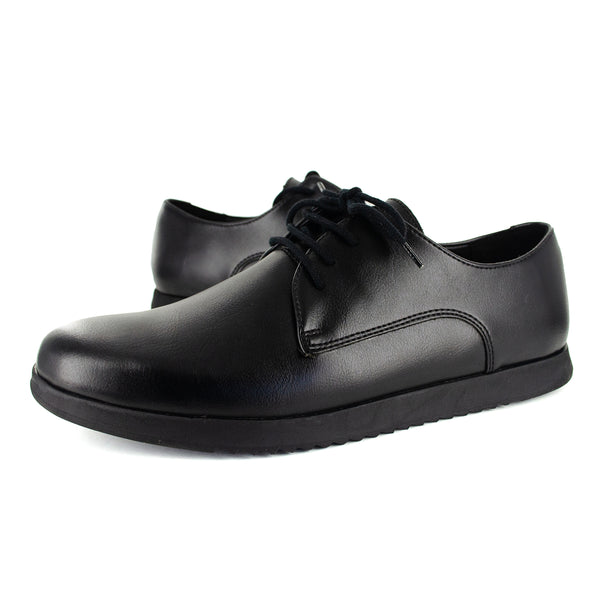 WYSO Oregon : Youth/Mens Leather Formal/School Shoe in Black Ranger (PETA-approved Vegan Bioveg Leather)