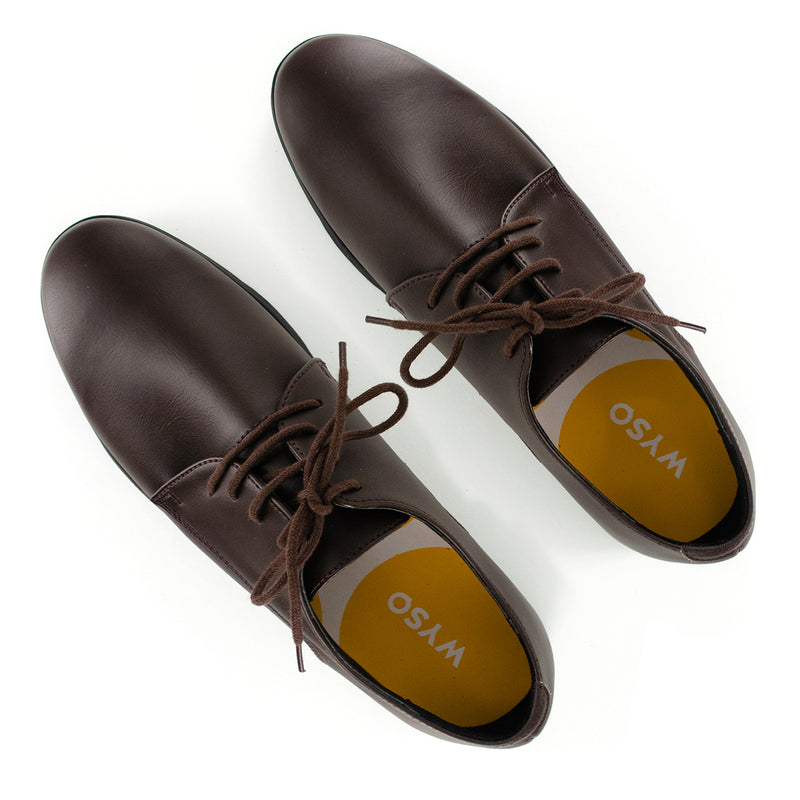 WYSO Oregon : Youth/Mens Leather Formal/School Shoe in Choc Ranger (PETA-approved Vegan Bioveg Leather)