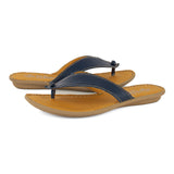 Ishadi : Ladies Leather Tslops Sandal in Marine Cayak