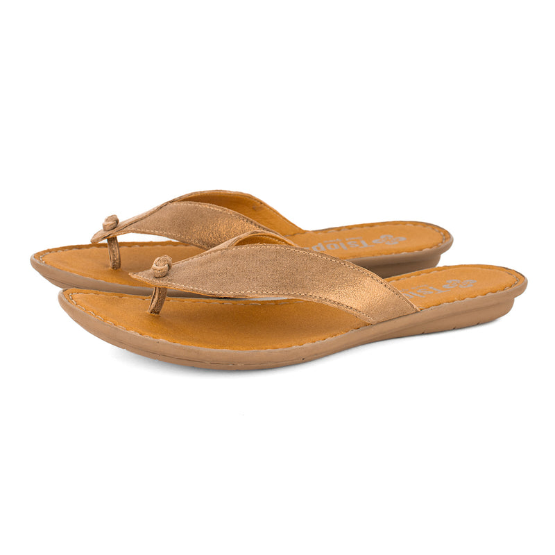 Ishadi : Ladies Leather Tslops Sandal in Beige Spirit