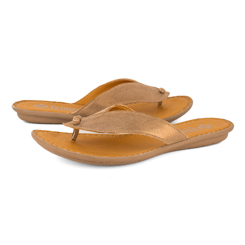 Ishadi : Ladies Leather Tslops Sandal in Beige Spirit