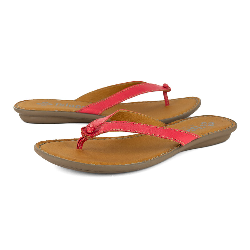 Esitolo : Ladies Leather Tslops in Tangerine Kabore