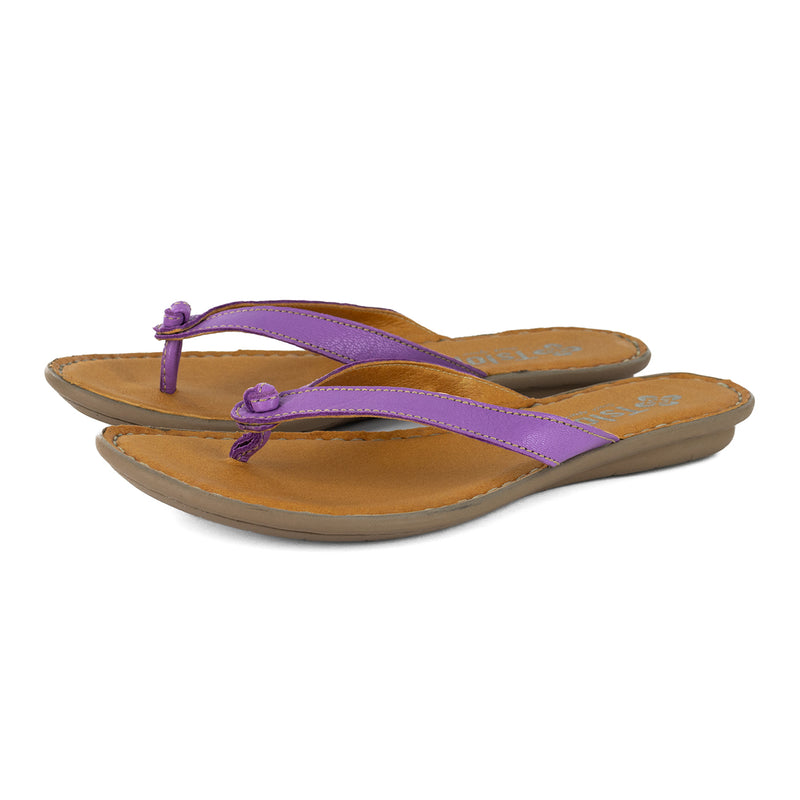 Esitolo : Ladies Leather Tslops in Purple Nappa