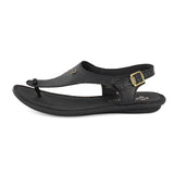 Ovaroli : Ladies Leather Tslops Sandal in Black Cayak