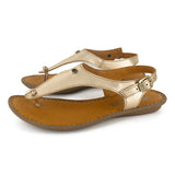 Ovaroli : Ladies Leather Tslops Sandal in Gold Foil