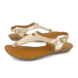 Ovaroli : Ladies Leather Tslops Sandal in Gold Foil