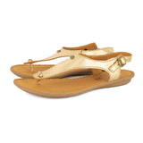 Ovaroli : Ladies Leather Tslops Sandal in Gold Foil