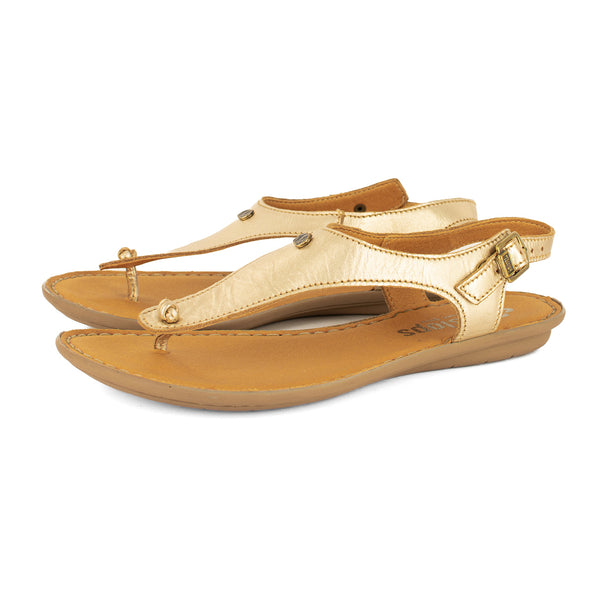 Ovaroli : Ladies Leather Tslops Sandal in Gold Foil