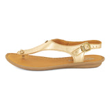 Ovaroli : Ladies Leather Tslops Sandal in Gold Foil