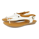 Ovaroli : Ladies Leather Tslops Sandal in White Cayak