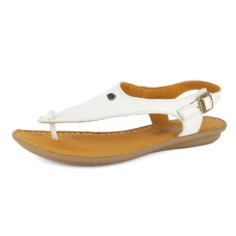 Ovaroli : Ladies Leather Tslops Sandal in White Cayak