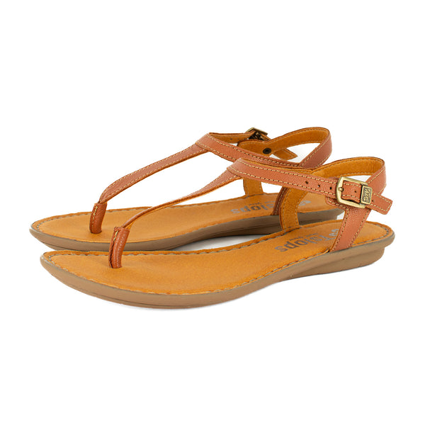 Khuthaza : Ladies Leather Tslops Sandal in Oak Cayak