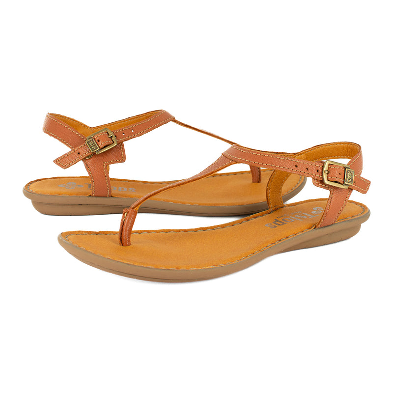 Khuthaza : Ladies Leather Tslops Sandal in Oak Cayak