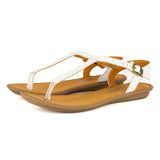 Khuthaza : Ladies Leather Tslops Sandal in White Cayak